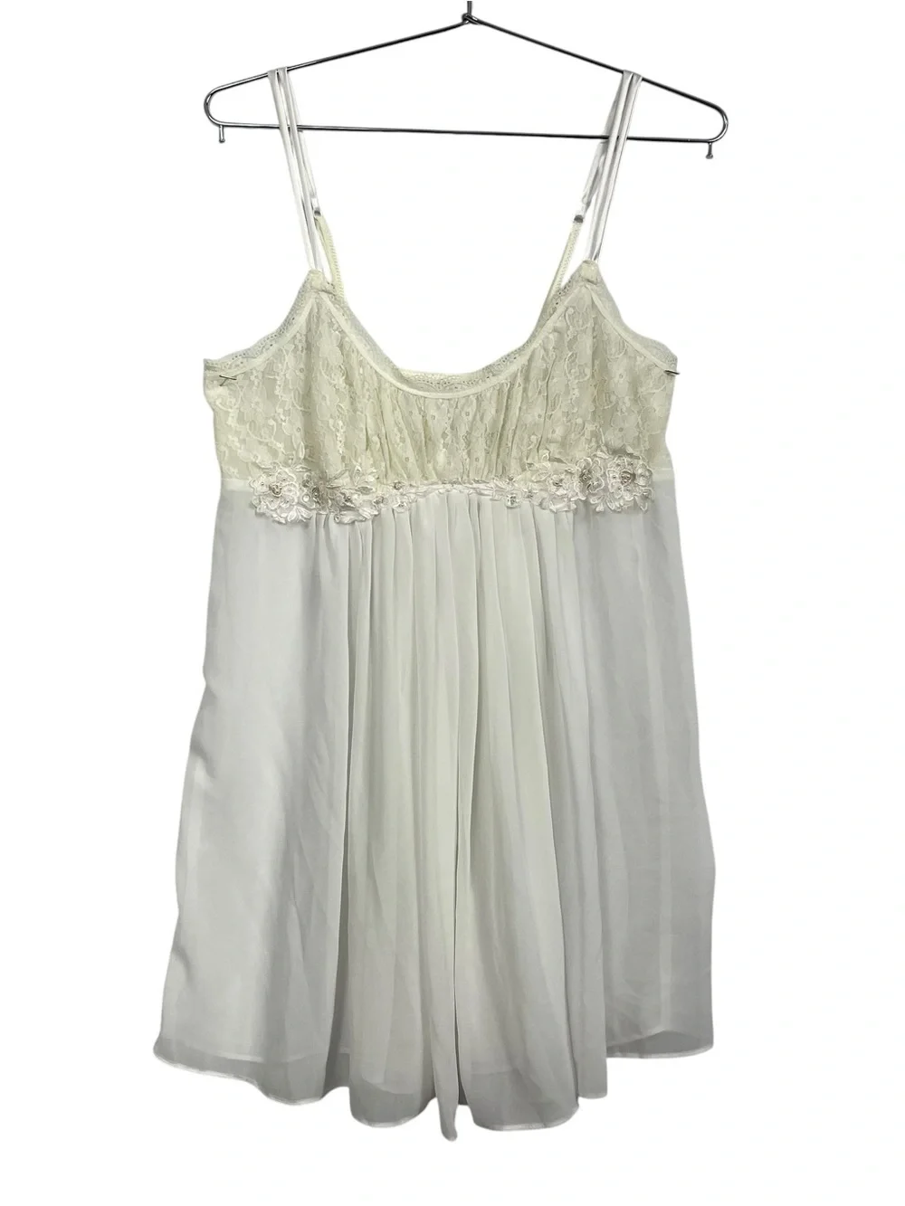 In Bloom Lace Nightie Dress SM White Chiffon Romantic Sequin Lingerie Embellish - Picture 12 of 14